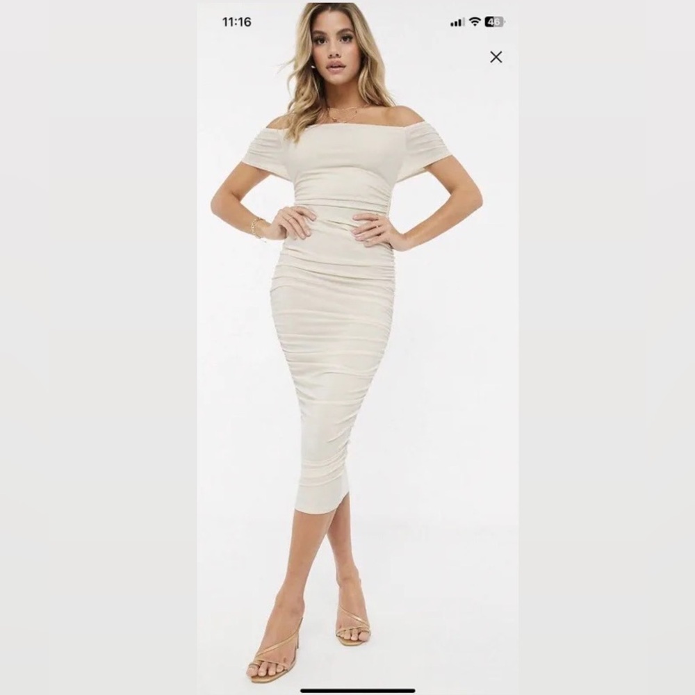 Club L London Cream Strapless Dress